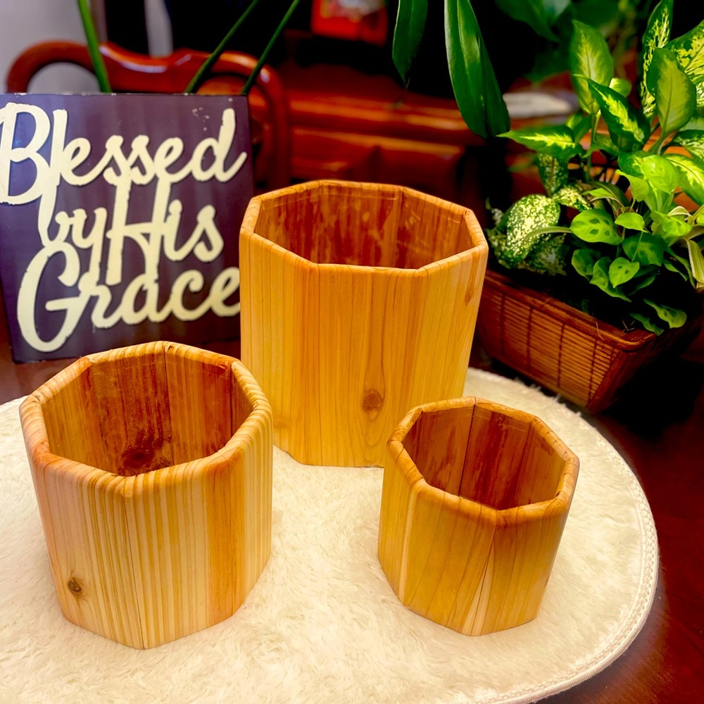 Cedar desk planters 3 Piece Set